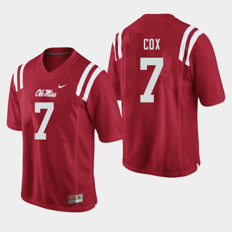 Men #7 LeDarrius Cox Ole Miss Rebels College Football Jerseys Sale-Red